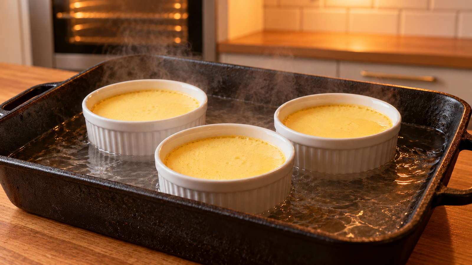 Why Your Baked Egg Custard Turns Rubbery step shown in the kitchen